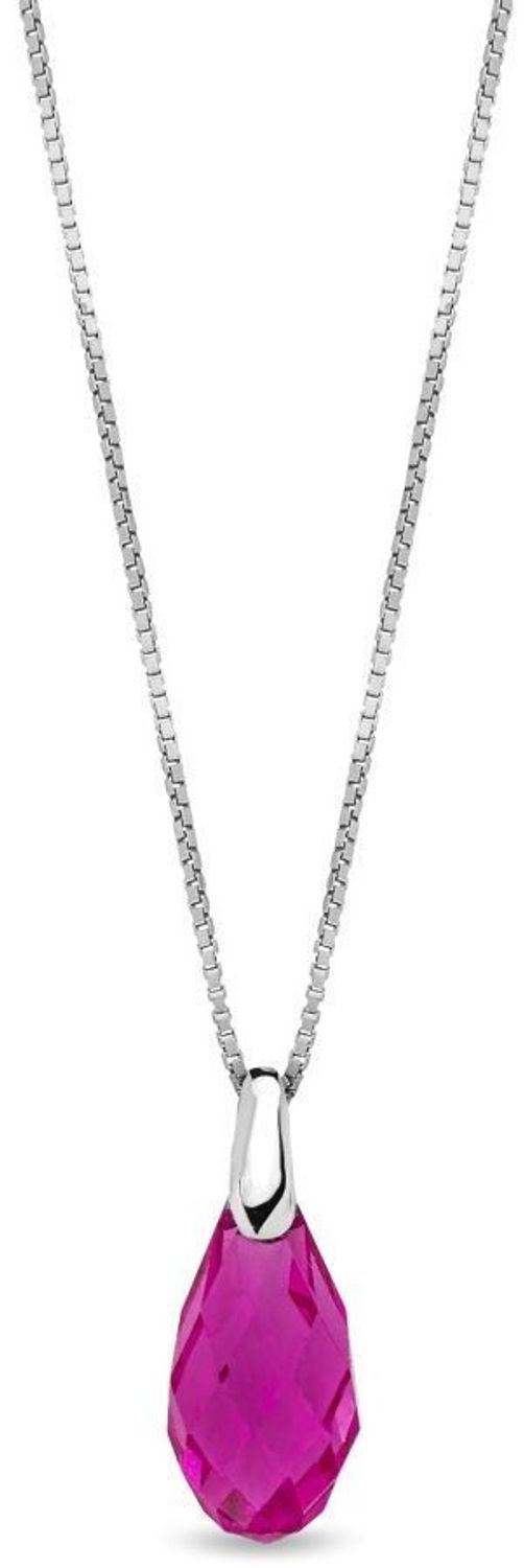 Elegancki naszyjnik Spark Briolette N601013F wykonany ze srebra próby 925, ozdobiony kryształami Swarovski w kolorze Fuchsia. Długość 50 cm (45 cm + 5 cm przedłużki). Idealny na prezent!1.jpg