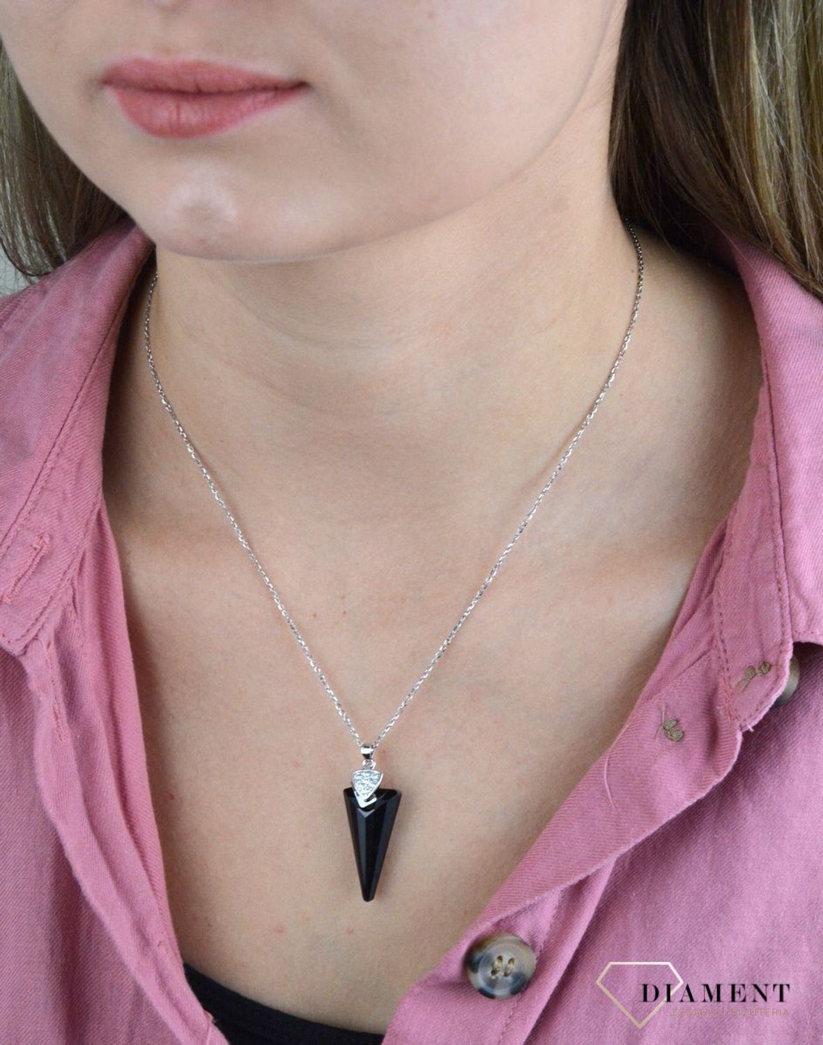 Naszyjnik Srebrny Spark Swarovski Spike Jet N648OJ.jpg