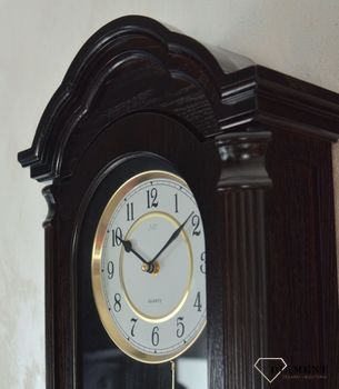 Zegar ścienny z wahadłem Drewniany zegar JVD N9353.1. Zegary drewniane. Zegar drewniany brązowy, drewno wenge. Zegar ścienny z wahadłem.  (1).JPG