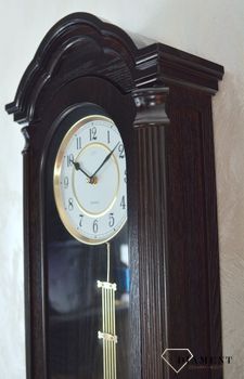 Zegar ścienny z wahadłem Drewniany zegar JVD N9353.1. Zegary drewniane. Zegar drewniany brązowy, drewno wenge. Zegar ścienny z wahadłem.  (2).JPG
