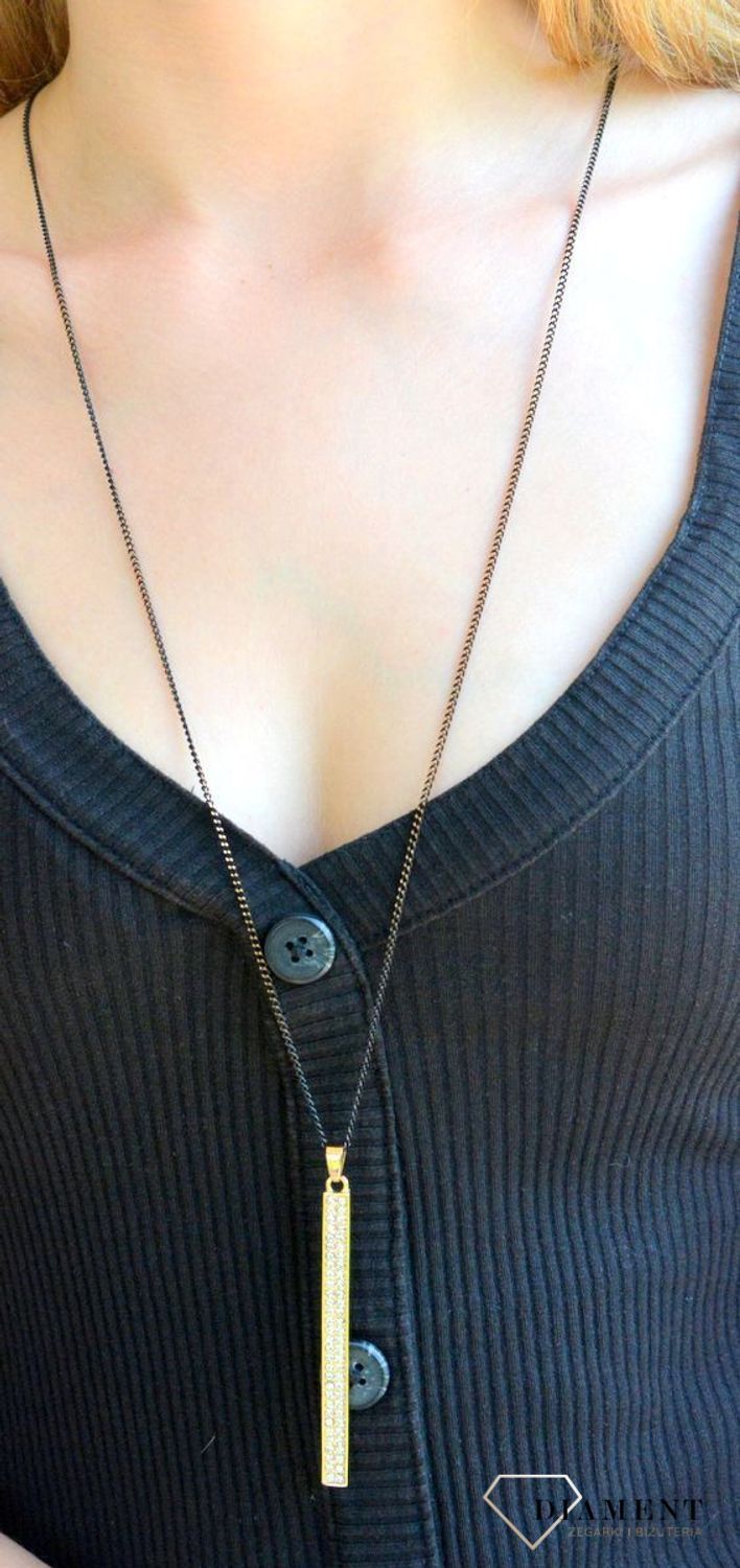 Naszyjnik damski złoto-czarny z długą zawieszką ozdobioną cyrkoniami 80 cm NASPATI001801200 (1).jpg