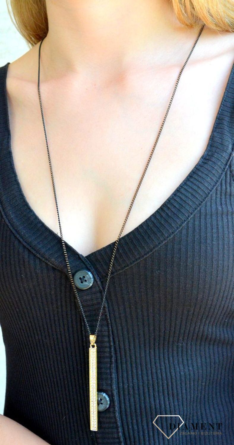 Naszyjnik damski złoto-czarny z długą zawieszką ozdobioną cyrkoniami 80 cm NASPATI001801200 (1).jpg