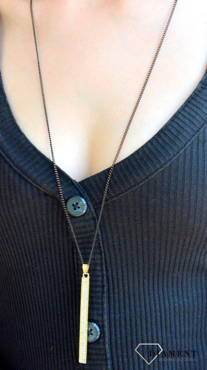 Naszyjnik damski złoto-czarny z długą zawieszką ozdobioną cyrkoniami 80 cm NASPATI001801200 (1).jpg