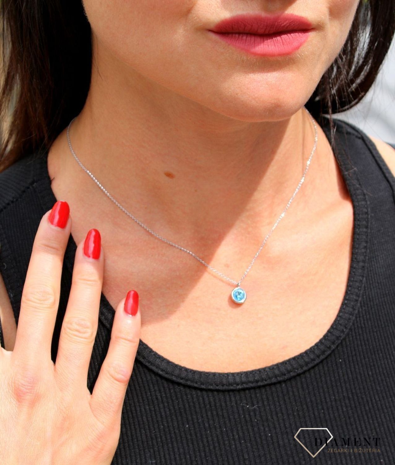 Naszyjnik Swarovski srebrny Urodzinowe Kamienie Aquamarine Okrągła zawieszka NB1122SS29AQ.jpg