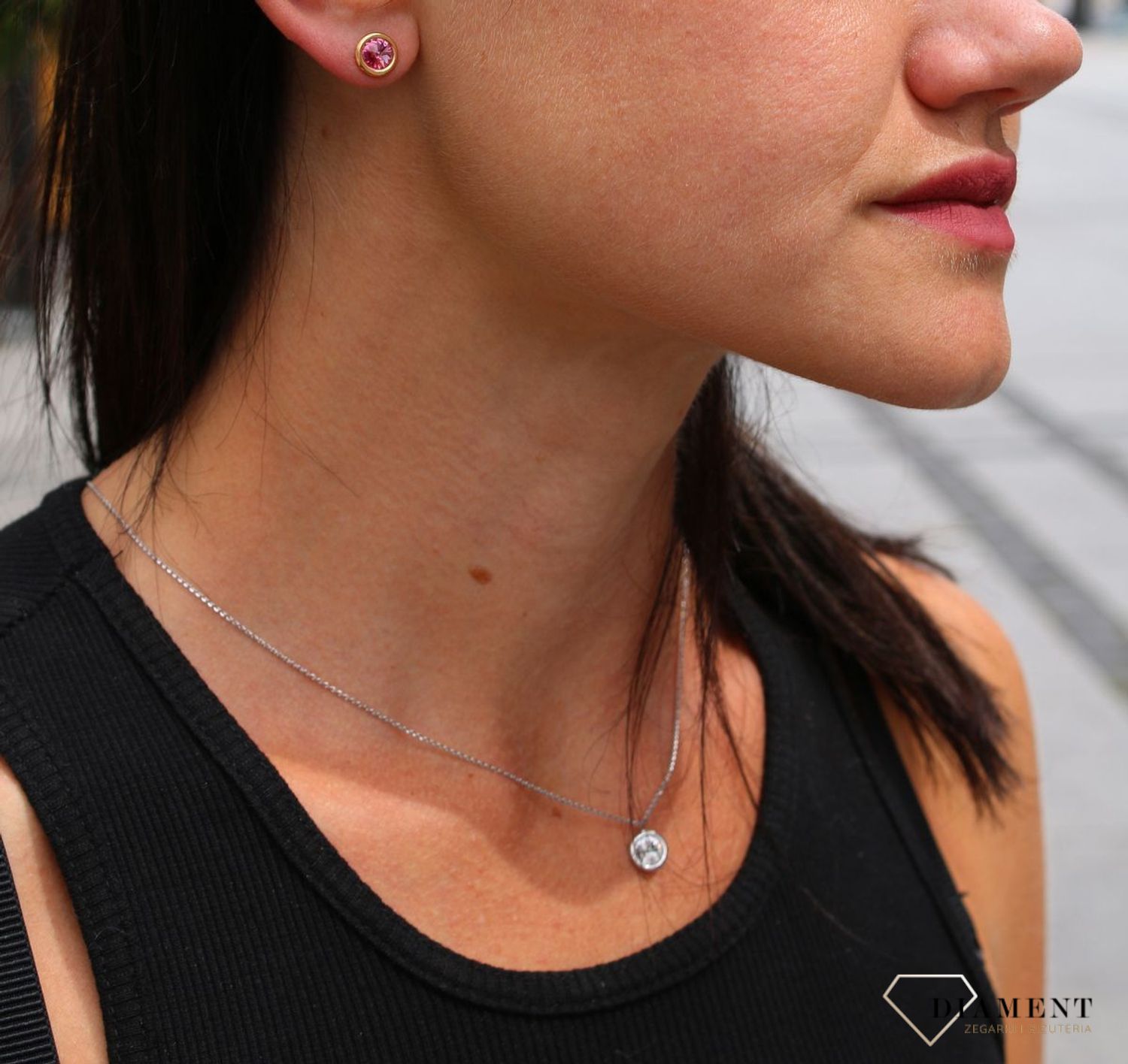 Naszyjnik Swarovski srebrny Urodzinowe Kamienie Okrągła zawieszka Crystal NB1122SS29C.jpg