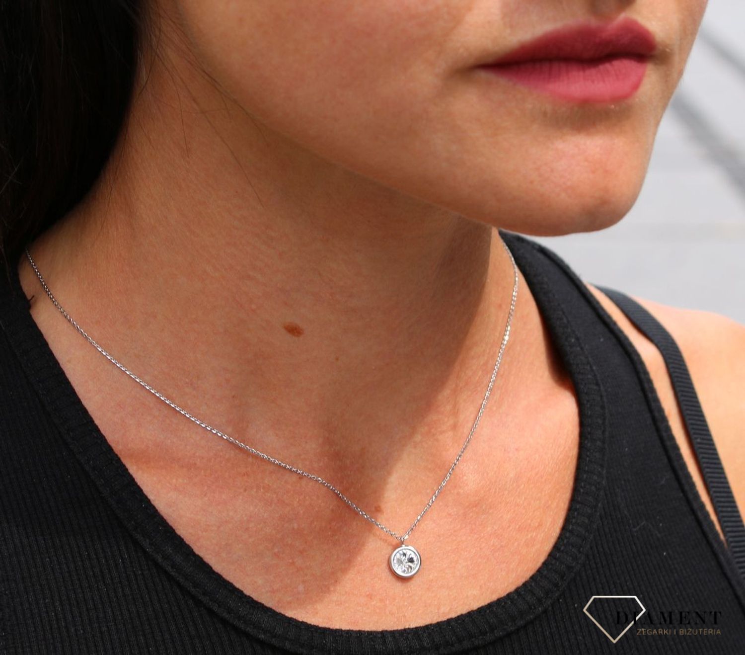 Naszyjnik Swarovski srebrny Urodzinowe Kamienie Okrągła zawieszka Crystal NB1122SS29C.jpg