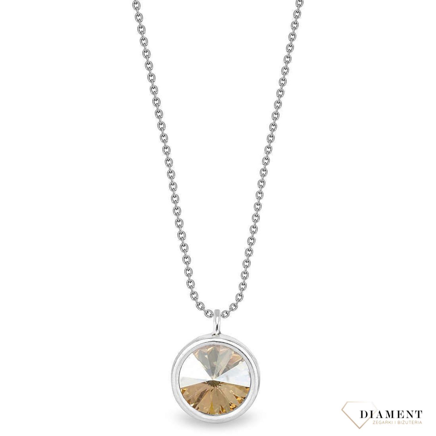 Naszyjnik Swarovski srebrny Urodzinowe Kamienie Topaz Okrągła zawieszka kolor Golden Shadow NB1122SS29GS.jpg