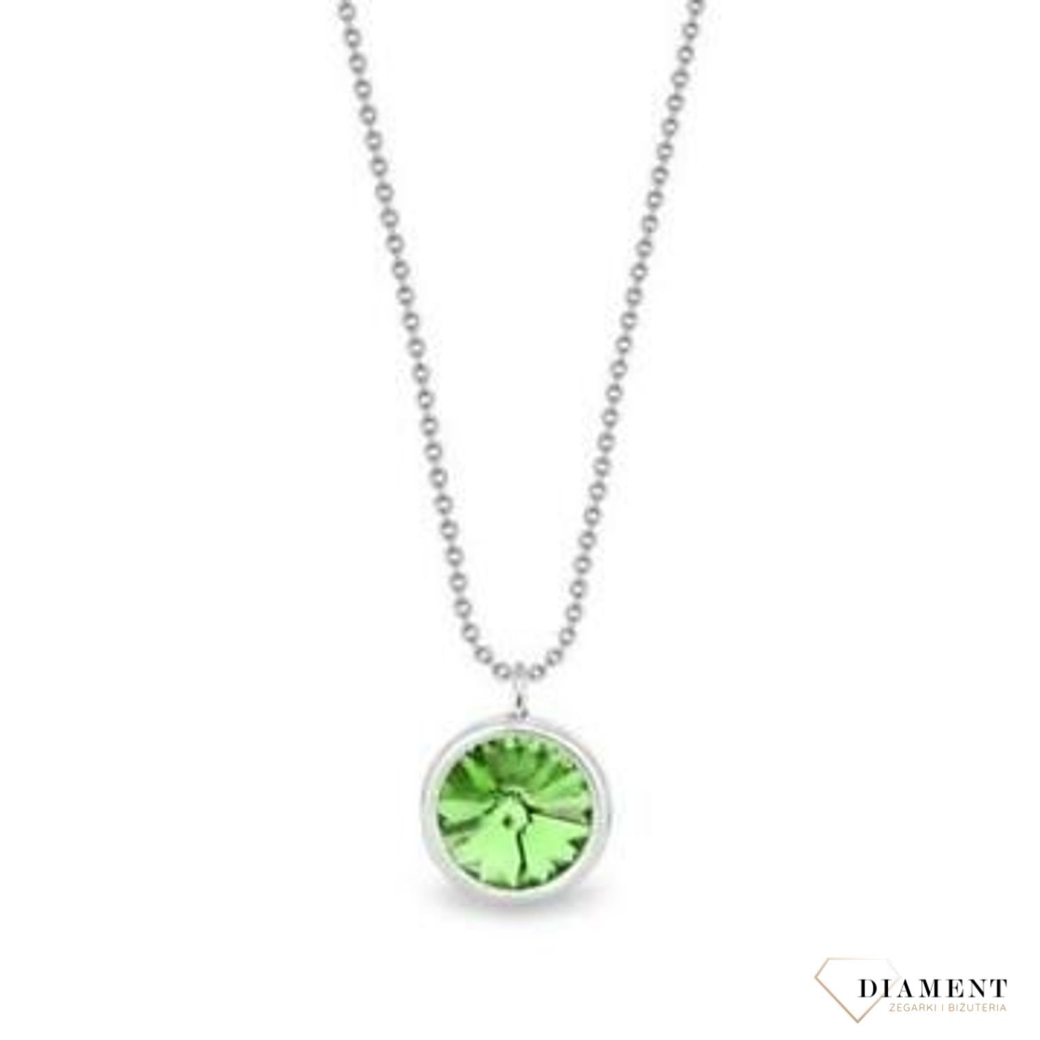 Naszyjnik Swarovski srebrny Urodzinowe Kamienie Peridot Okrągła zawieszka NB1122SS29PE.JPG