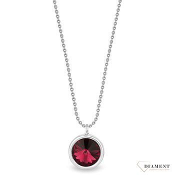 Naszyjnik Swarovski srebrny Urodzinowe Kamienie Ruby Okrągła zawieszka kolor Scarlet NB1122SS29SC.jpg