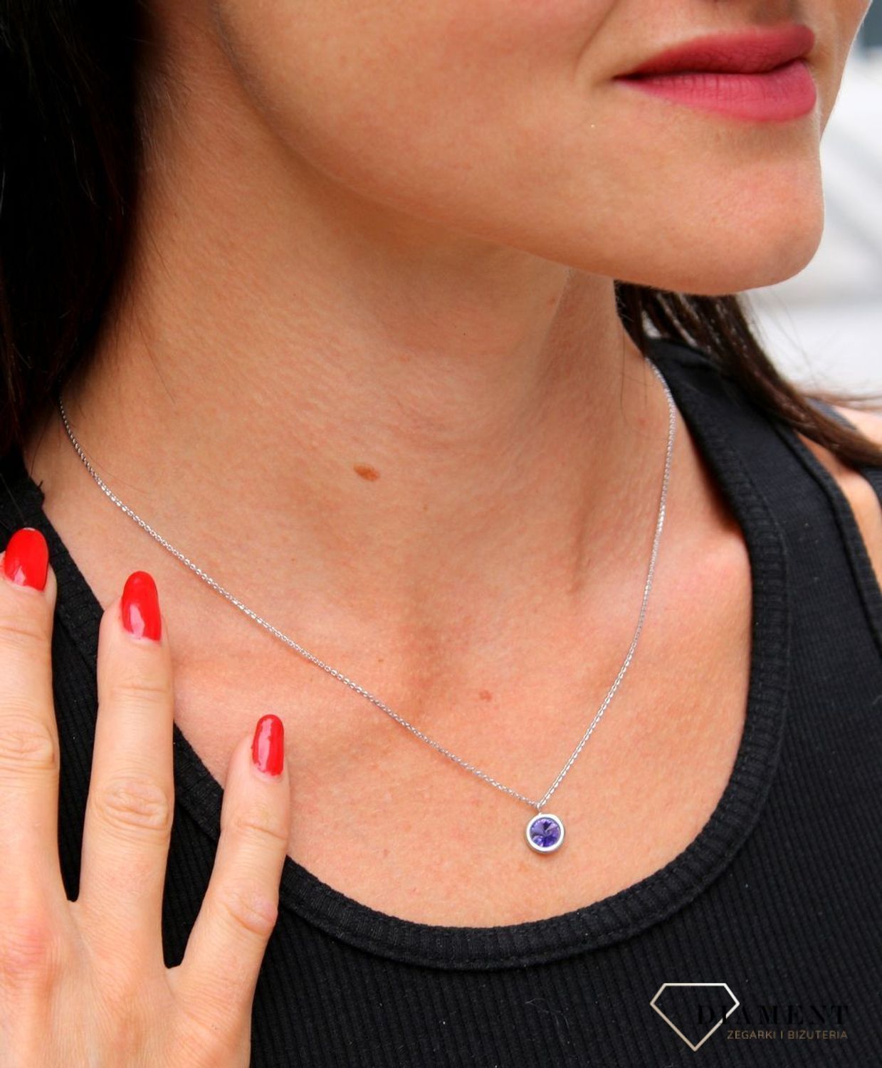 Naszyjnik Swarovski srebrny Urodzinowe Kamienie Tanzanite Okrągła zawieszka NB1122SS29TA.jpg