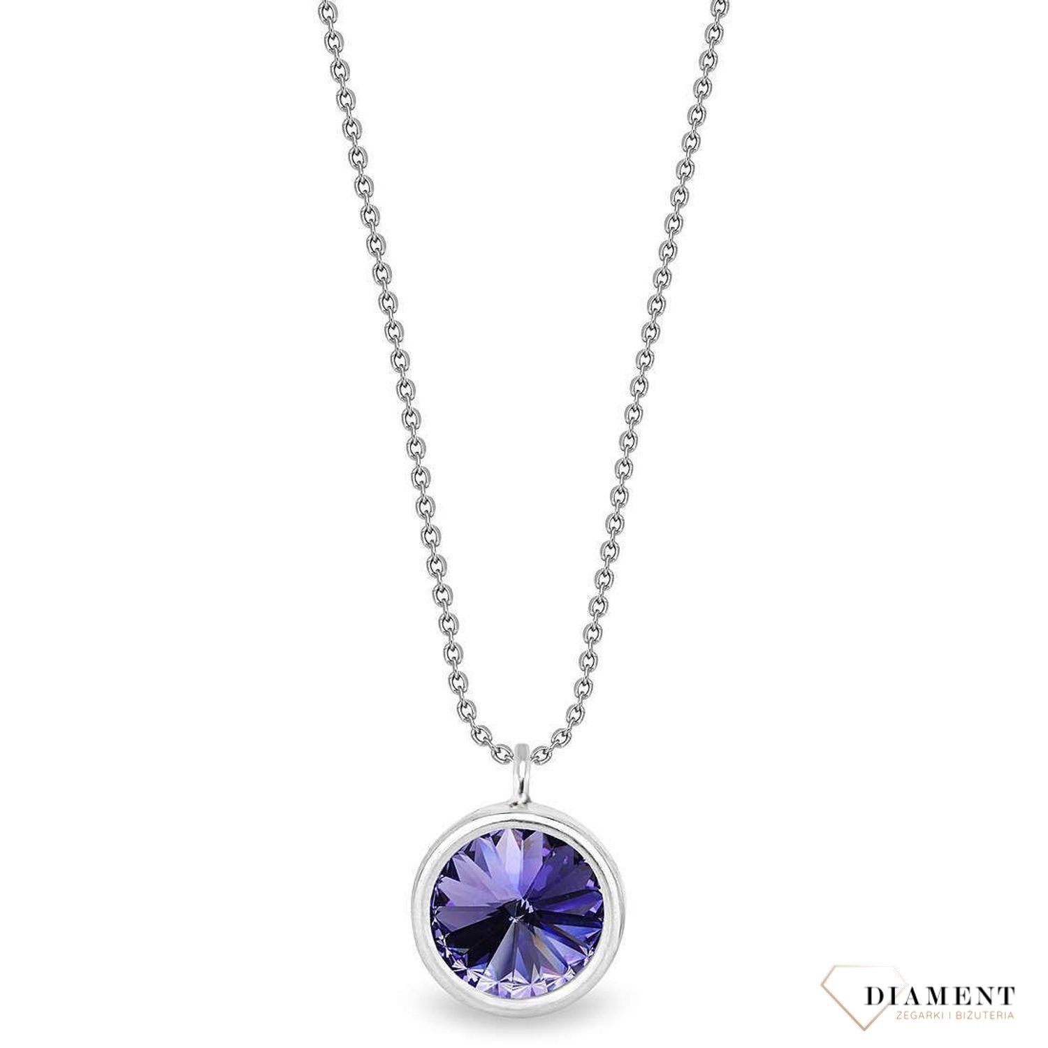 Naszyjnik Swarovski srebrny Urodzinowe Kamienie Tanzanite Okrągła zawieszka NB1122SS29TA.jpg