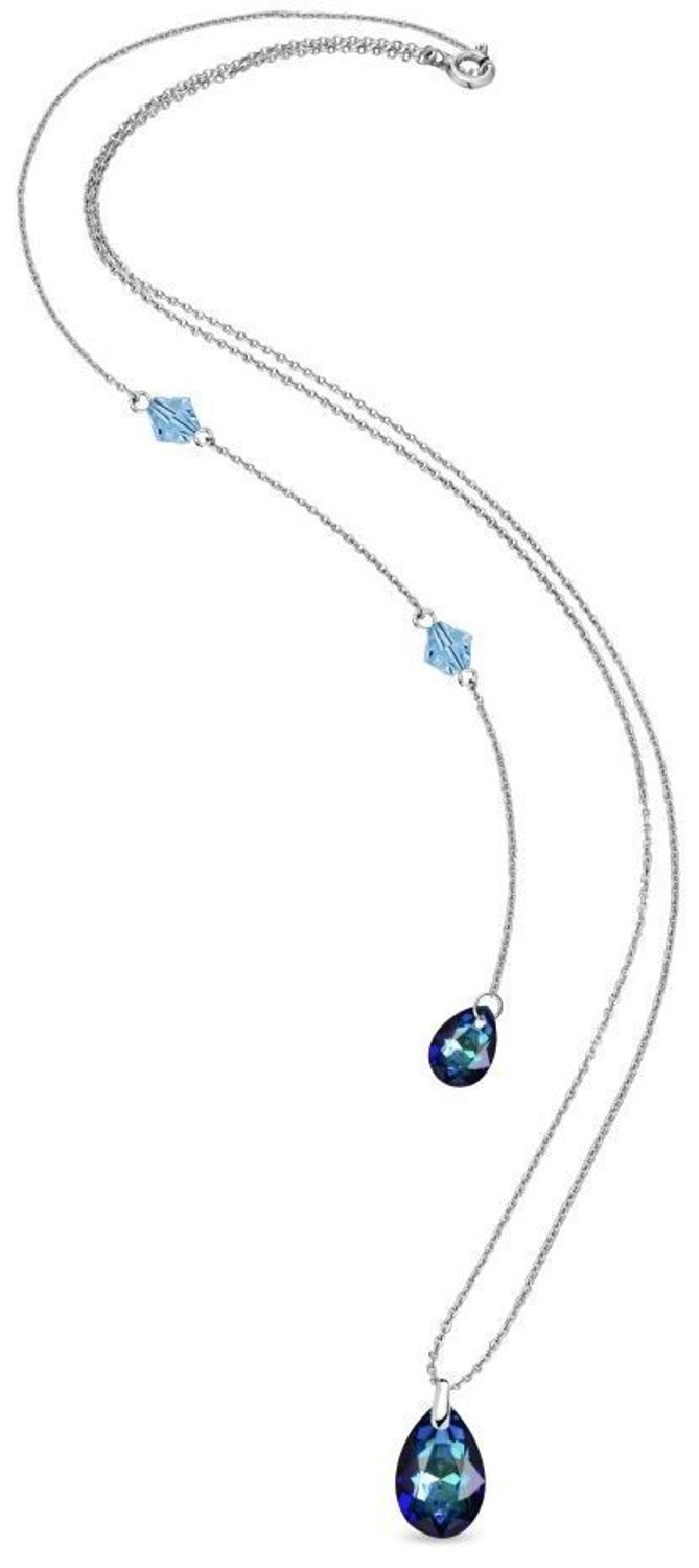 Elegancki naszyjnik Spark Two Faces NBACK6433BB wykonany ze srebra próby 925 pokrytego platyną, ozdobiony kryształami Bermuda Blue i Aqua Shimmer. Długość 59 cm (42 cm + 17 cm przedłużki). Ideal.jpg