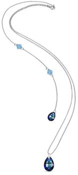 Elegancki naszyjnik Spark Two Faces NBACK6433BB wykonany ze srebra próby 925 pokrytego platyną, ozdobiony kryształami Bermuda Blue i Aqua Shimmer. Długość 59 cm (42 cm + 17 cm przedłużki). Ideal.jpg