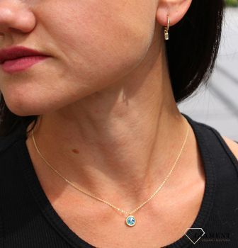 Naszyjnik Swarovski pozłacany Urodzinowe Kamienie Aquamarine Okrągła zawieszka NBG1122SS29AQ. Naszyjnik z kryształem Swarovskiego w kolorze błękitnym (1).JPG