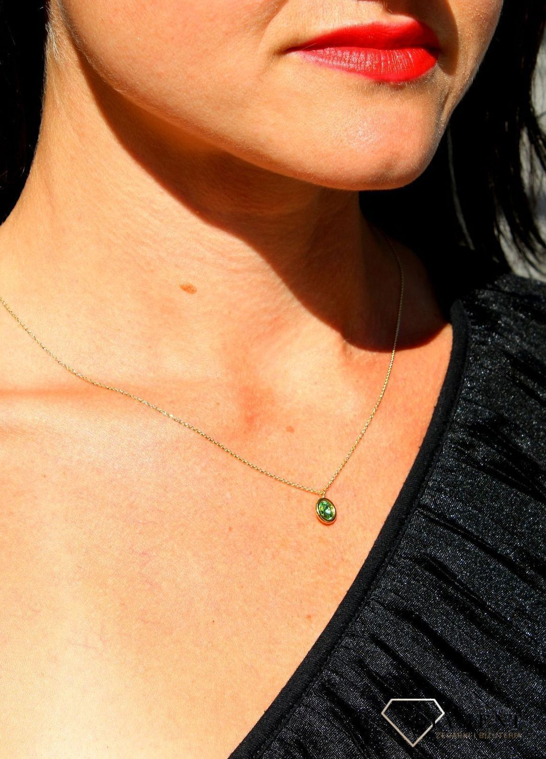 Naszyjnik Swarovski pozłacany Urodzinowe Kamienie Peridot Okrągła zawieszka NBG1122SS29PE.jpg