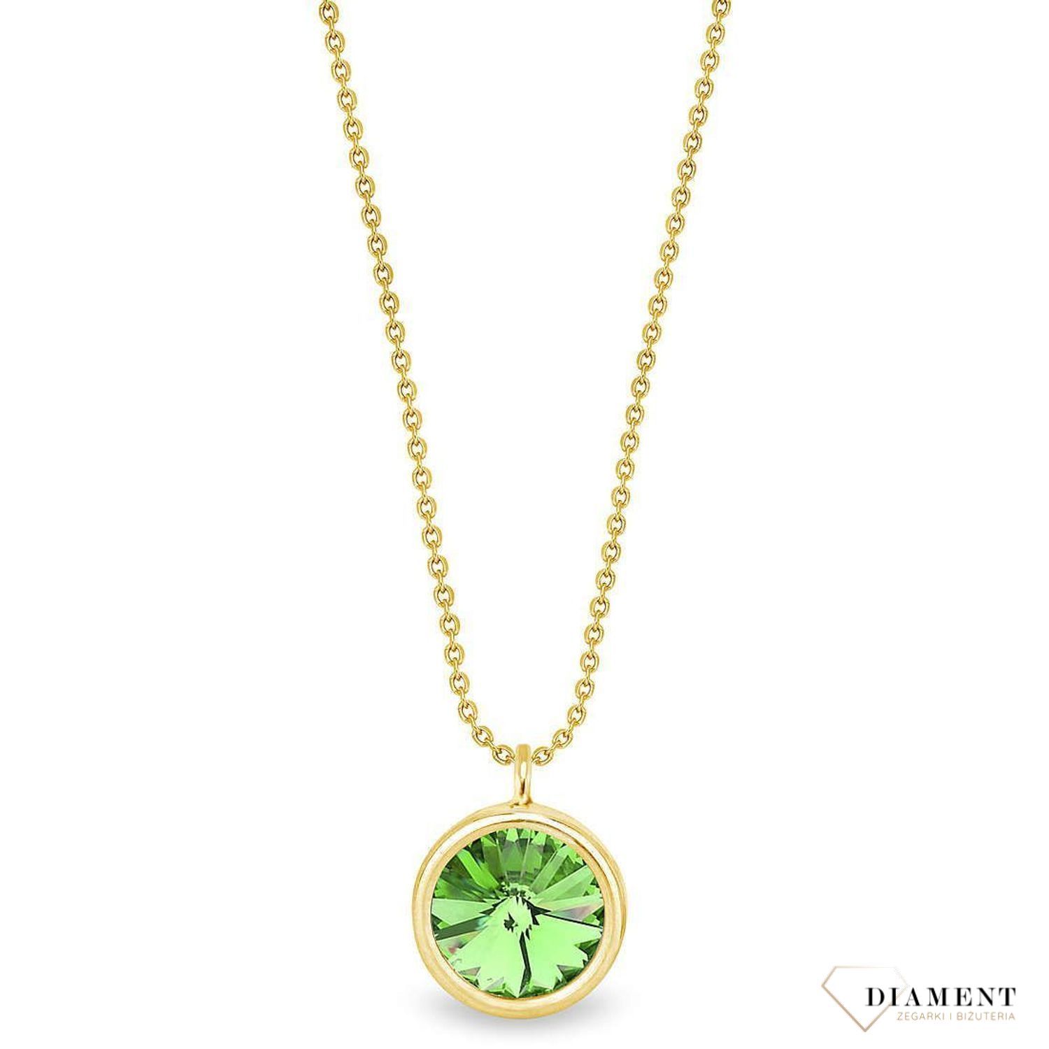 Naszyjnik Swarovski pozłacany Urodzinowe Kamienie Peridot Okrągła zawieszka NBG1122SS29PE.jpg
