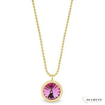 Naszyjnik Swarovski pozłacany Urodzinowe Kamienie Pink Turmaline Okrągła zawieszka kolor Rose NBG1122SS29R.jpg