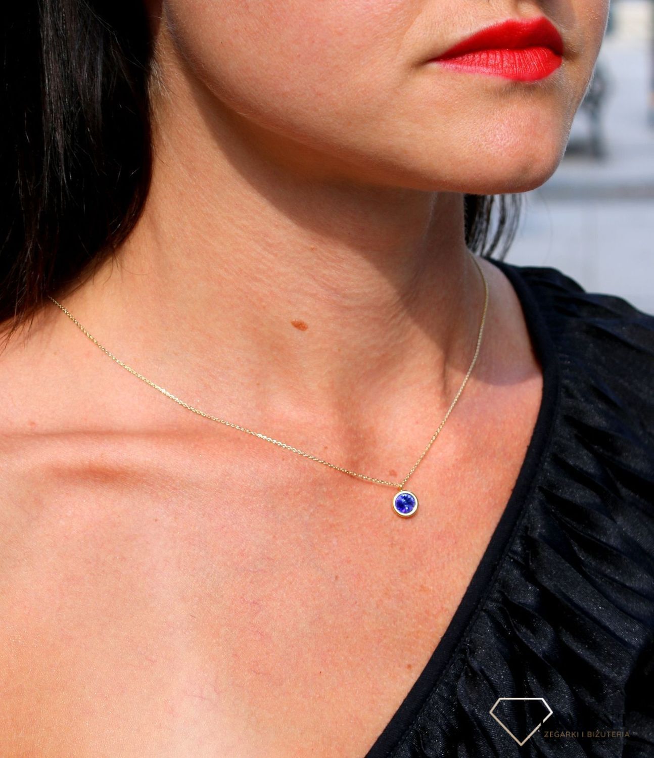 Naszyjnik Swarovski pozłacany Urodzinowe Kamienie Sapphire Okrągła zawieszka NBG1122SS29SA.jpg