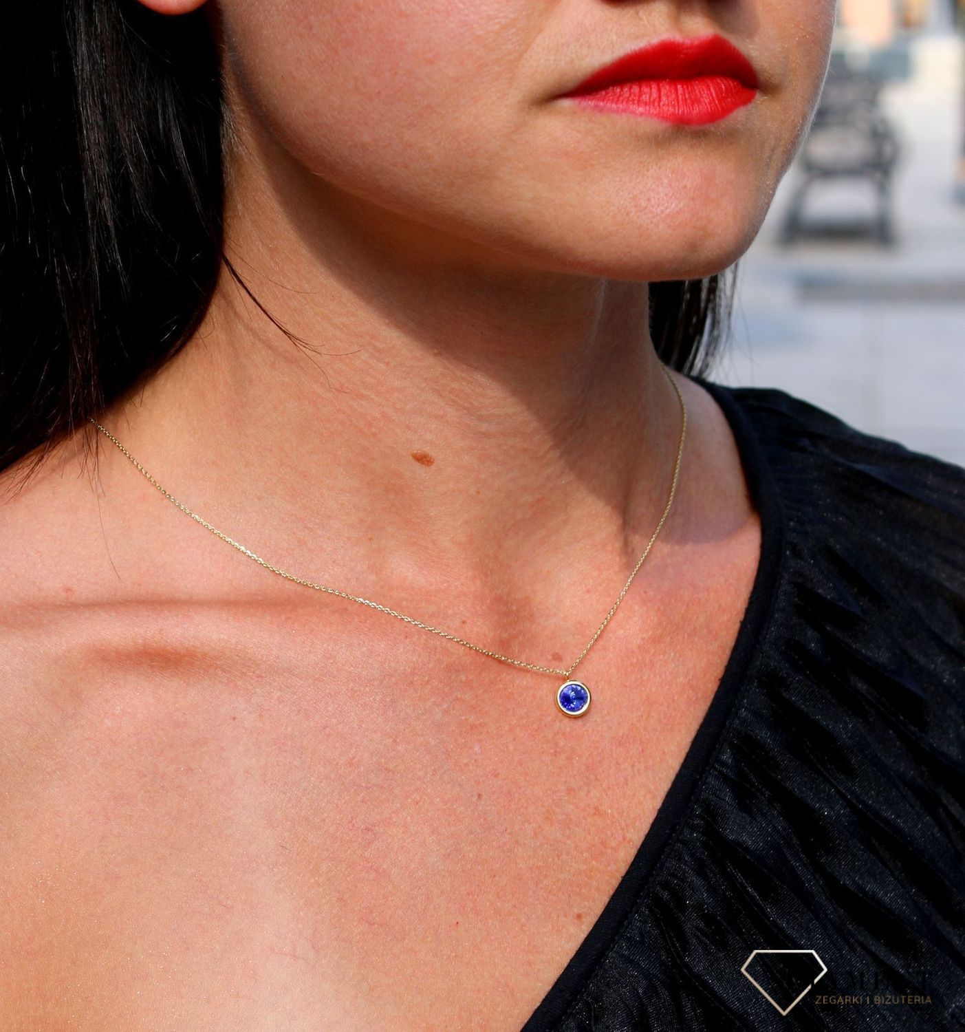 Naszyjnik Swarovski pozłacany Urodzinowe Kamienie Sapphire Okrągła zawieszka NBG1122SS29SA.jpg