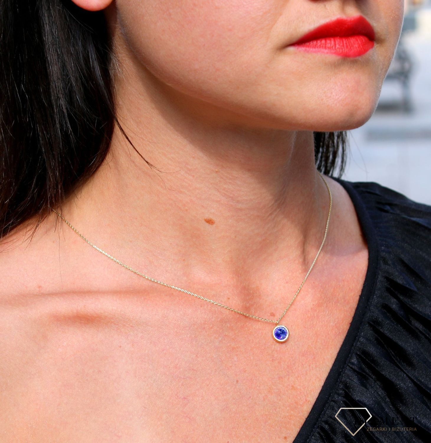 Naszyjnik Swarovski pozłacany Urodzinowe Kamienie Sapphire Okrągła zawieszka NBG1122SS29SA.jpg