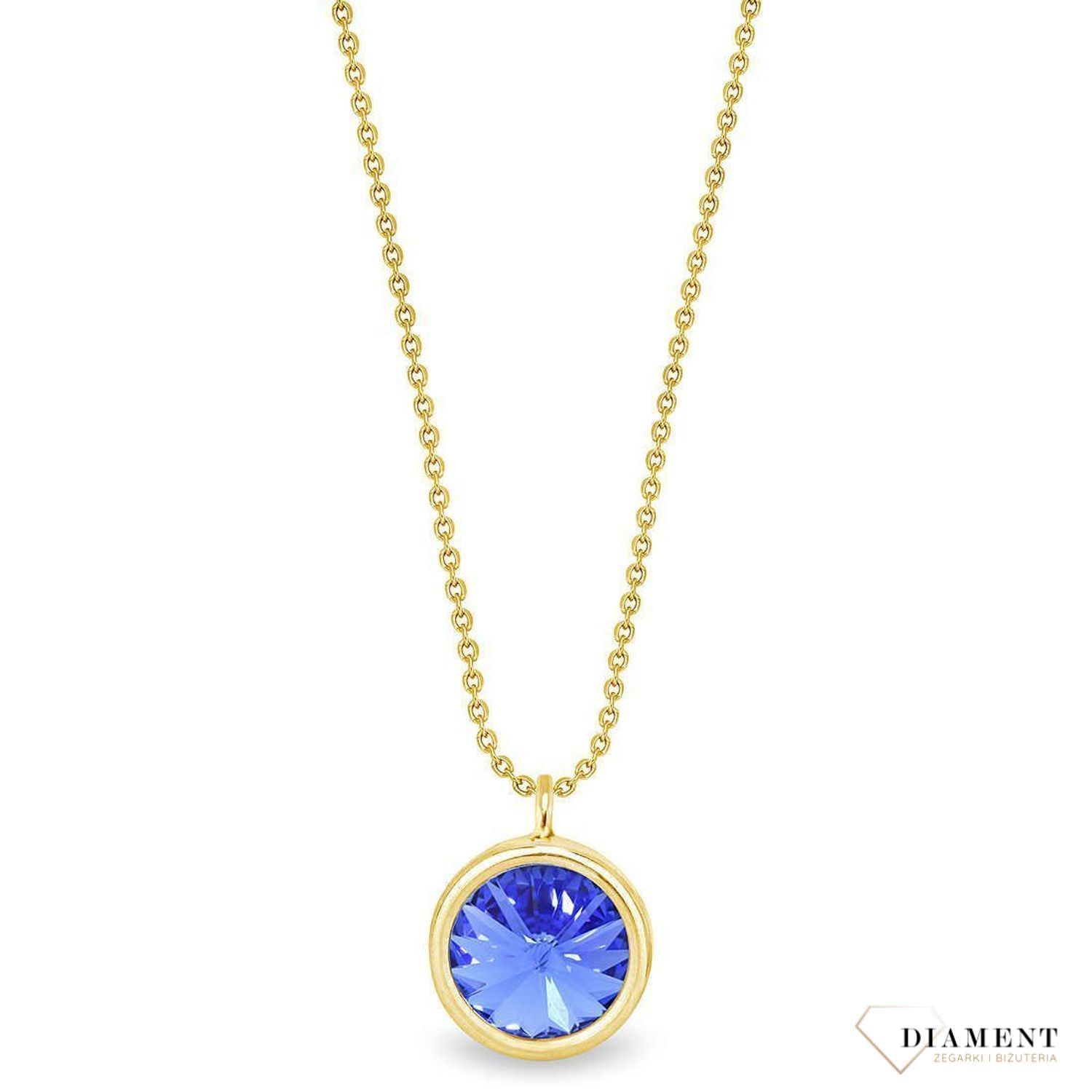 Naszyjnik Swarovski pozłacany Urodzinowe Kamienie Sapphire Okrągła zawieszka NBG1122SS29SA.jpg