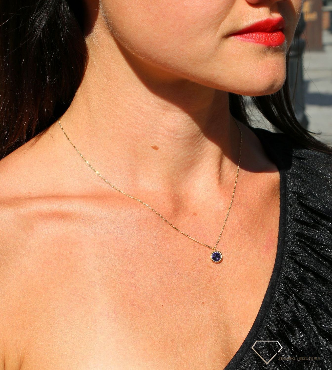 Naszyjnik Swarovski pozłacany Urodzinowe Kamienie Tanzanite Okrągła zawieszka NBG1122SS29TA.jpg