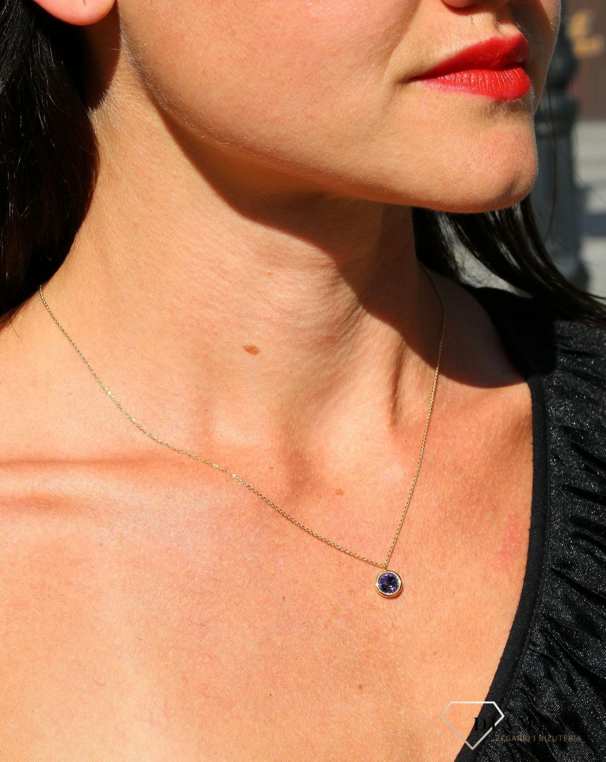 Naszyjnik Swarovski pozłacany Urodzinowe Kamienie Tanzanite Okrągła zawieszka NBG1122SS29TA.jpg