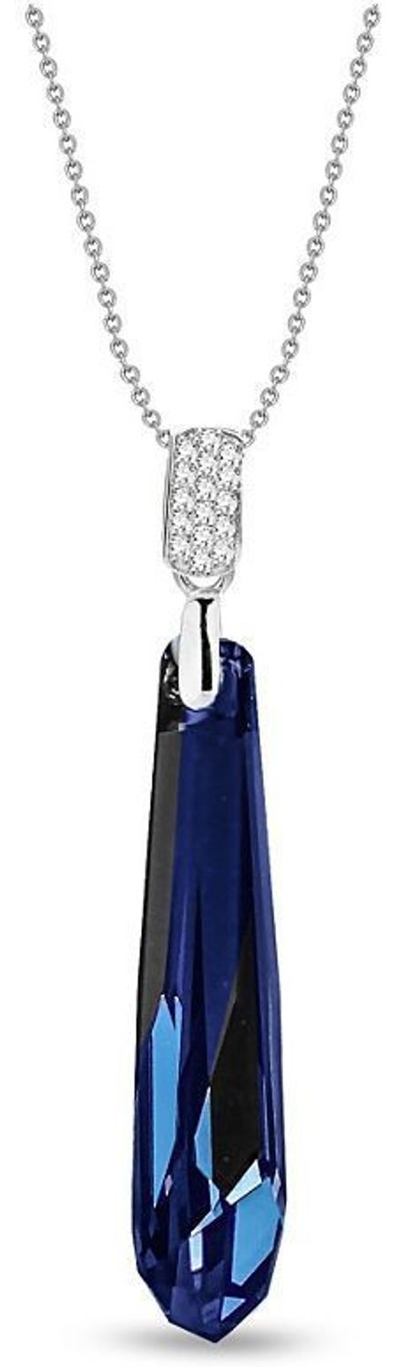 Naszyjnik damski srebrny próby 925 NC6017BB z kryształem Swarovski w kolorze Metallic Blue. Długość 43 cm + 5 cm regulacja. Zapięcie na karabińczyk. Idealny prezent!1.jpg