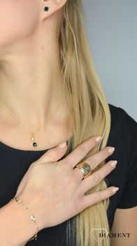 Naszyjnik Srebrny pokryty złotem Swarovski zielony kryształ Ovalan Gold Emerald NCG41228EM. Wysokiej jakości biżuteria srebrna, idealna na każdą okazję.  (13).JPG