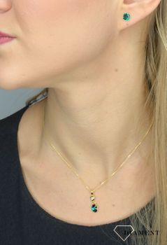 Naszyjnik Srebrny pokryty złotem Swarovski zielony kryształ Ovalan Gold Emerald NCG41228EM. Wysokiej jakości biżuteria srebrna, idealna na każdą okazję.  (7).JPG