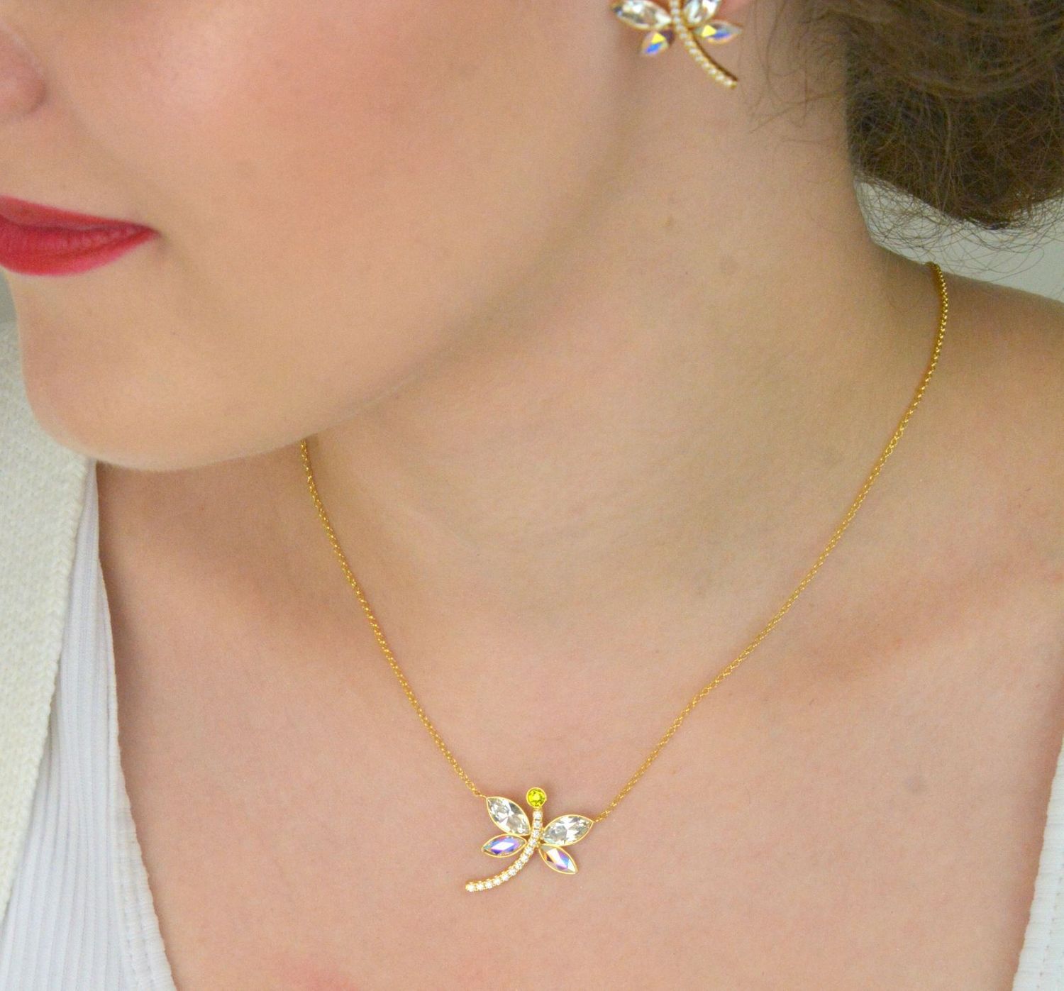 Naszyjnik pozłacany NDCG4228CAB – Ważka z kryształami Swarovski i cyrkoniami.jpg