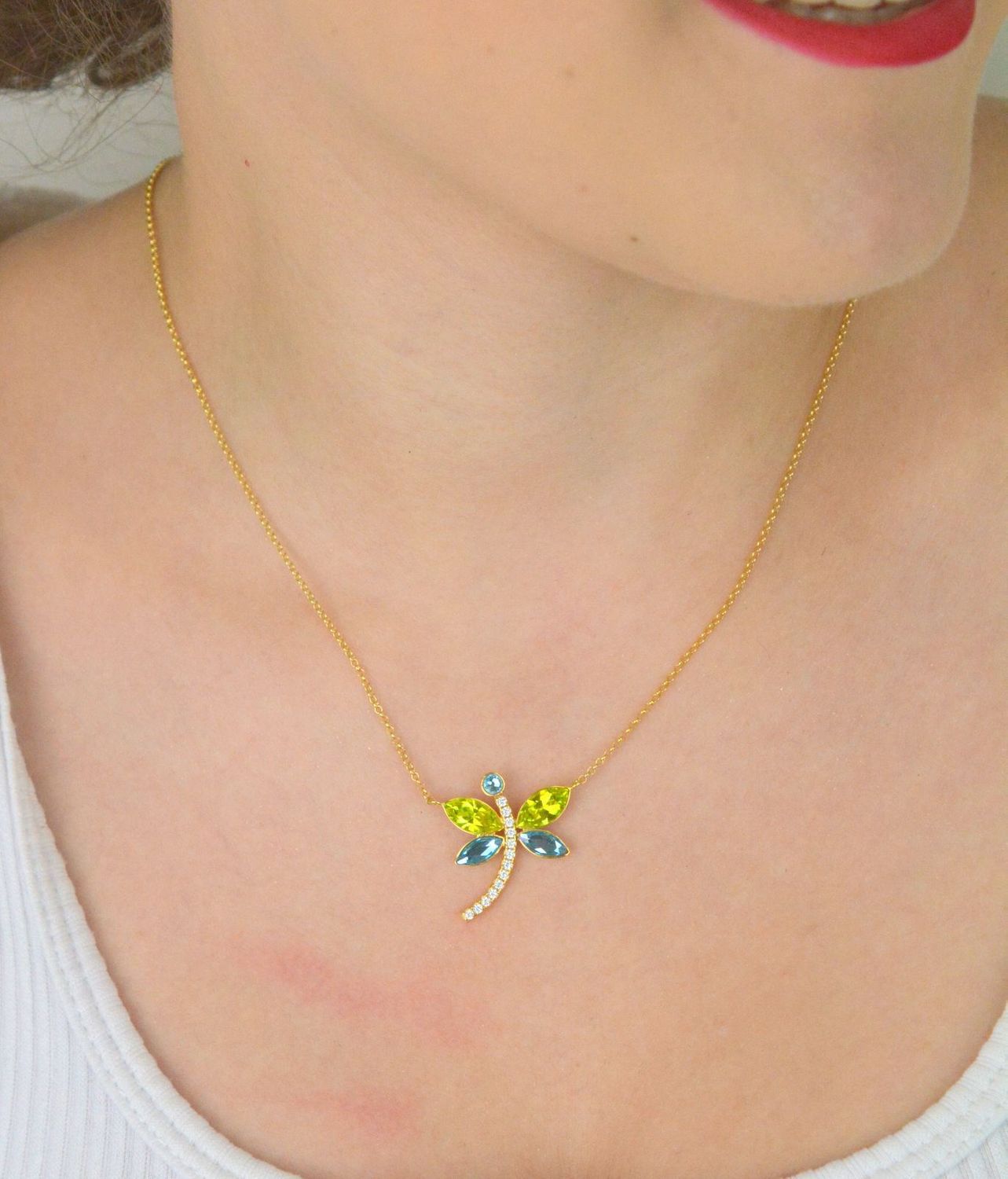 Naszyjnik pozłacany srebrny 925 z ważką i kryształami Swarovski – Biżuteria elegancka.jpg