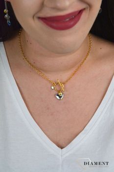 Srebrny naszyjnik pozlacany z zawieszkami w kształcie serca w kolorze Crystal NDG28082C. Naszyjnik wykonany ze srebra próby 925 oraz ekskluzywnych kryształów Swarovski® (4).JPG