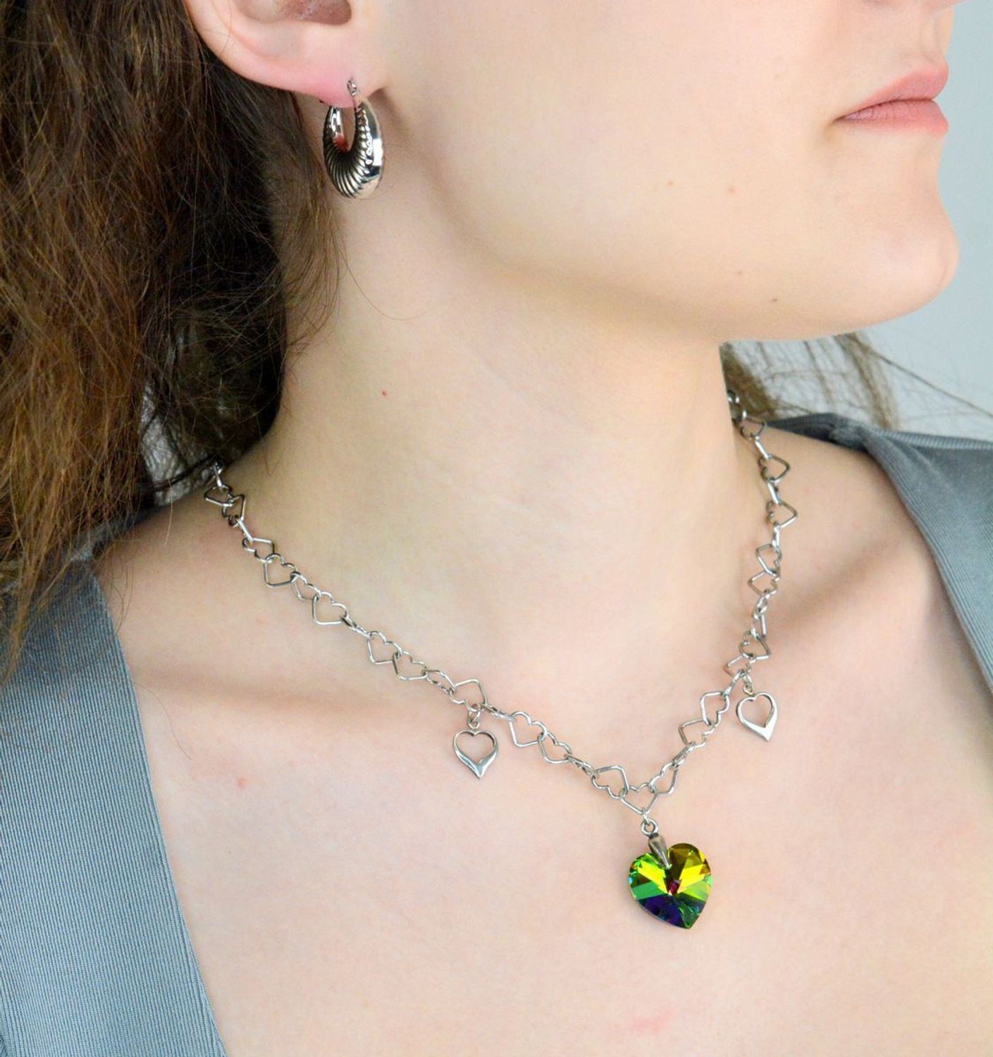 Naszyjnik Swarovski Elements serce pr 925, NE5006(NMC100) Srebrny naszyjnik damski z kryształem Swarovskiego. Naszyjniki serce z kryształem Swarovskiego od lat 1.jpg