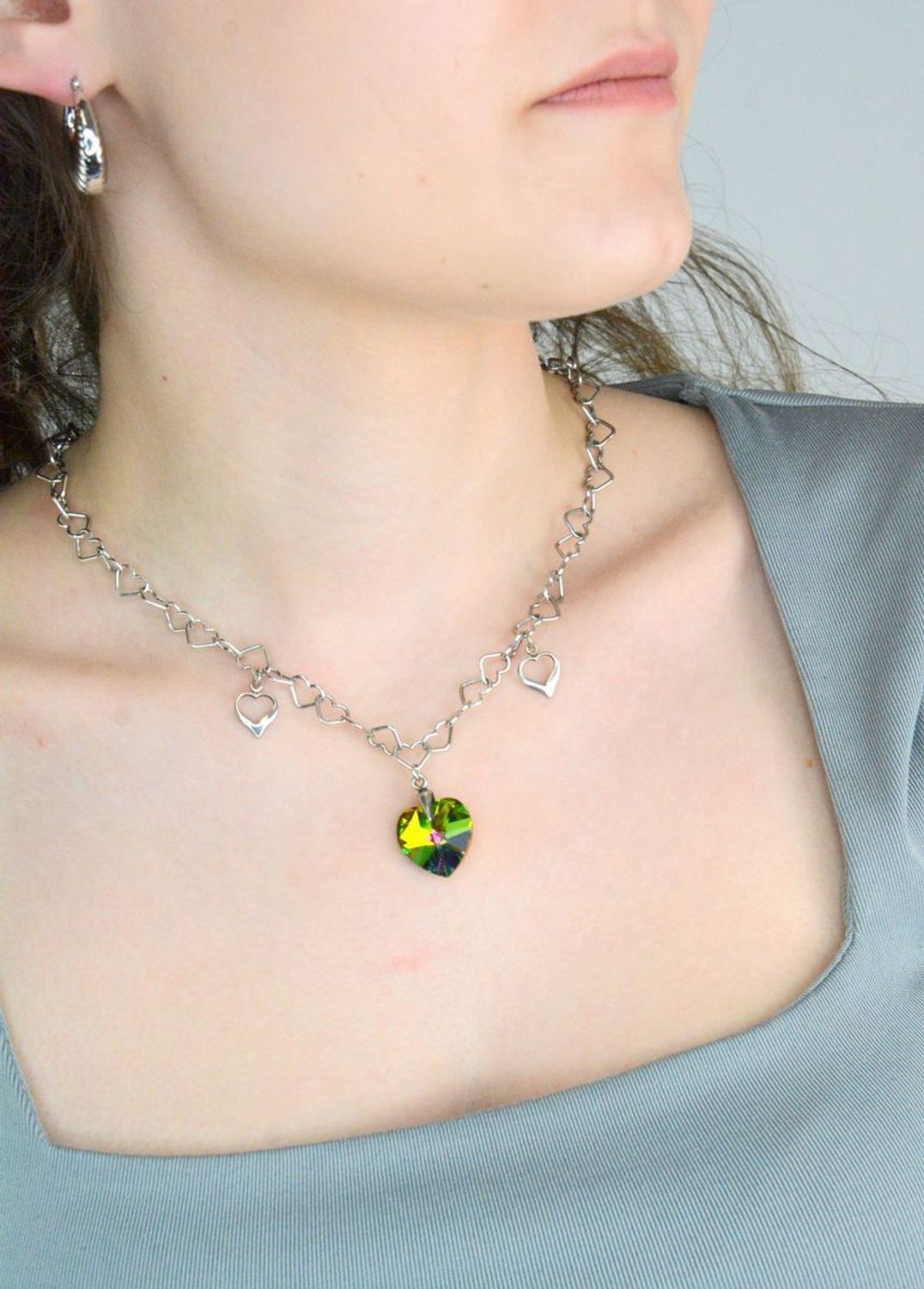 Naszyjnik Swarovski Elements serce pr 925, NE5006(NMC100) Srebrny naszyjnik damski z kryształem Swarovskiego. Naszyjniki serce z kryształem Swarovskiego od lat 1.jpg