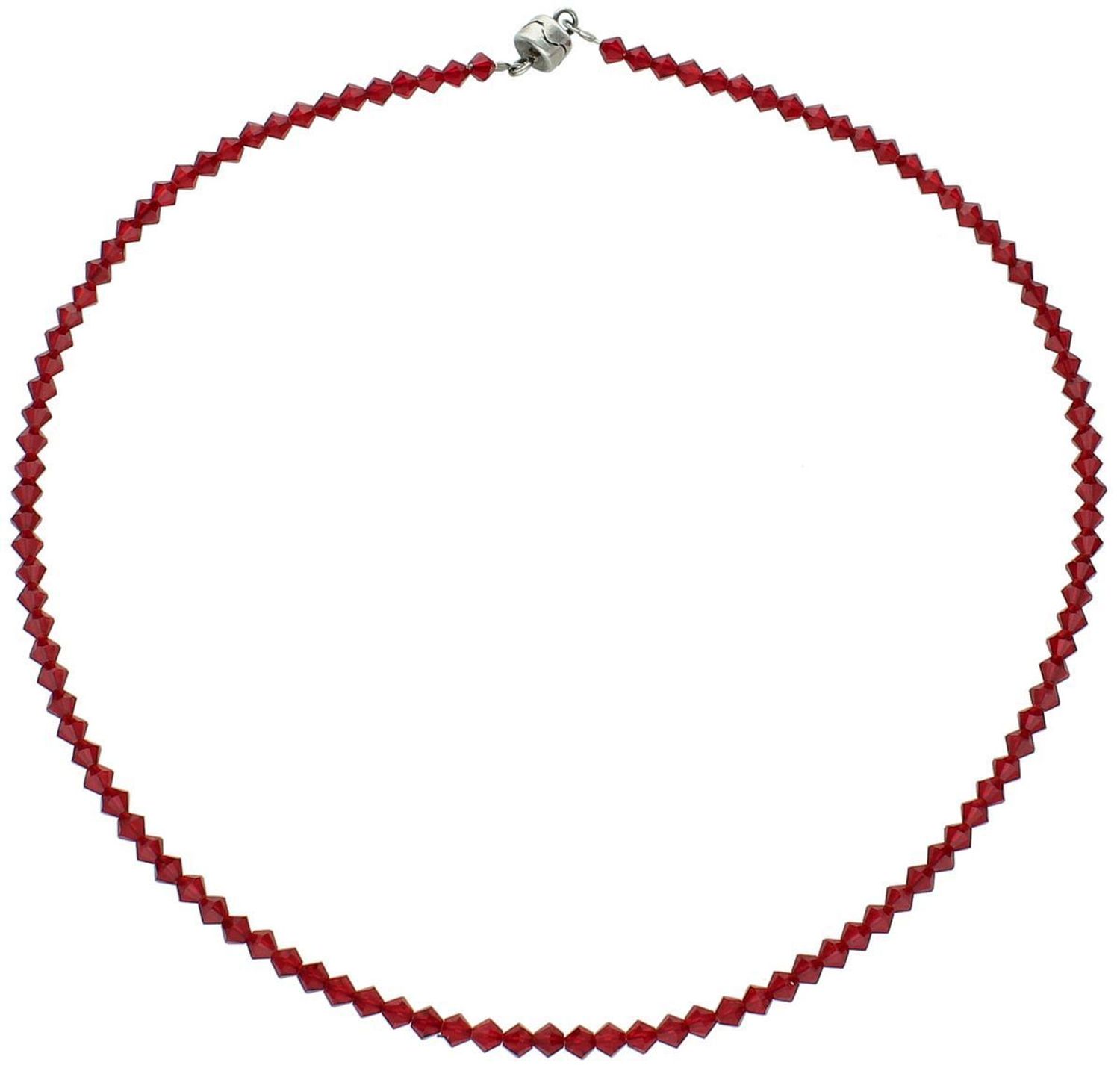 Naszyjnik damski srebrny 925 z bordowymi kryształkami, długość 42 cm, zapięcie na magnes. Stylowa i wygodna biżuteria z eleganckim, głębokim kolorem.1.jpg