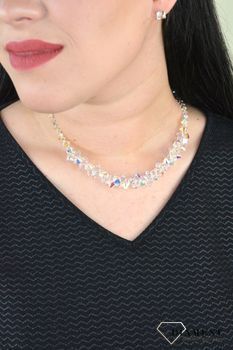 Naszyjnik ślubny z opalizującymi kryształkami Swarovski NEG63015301AB.  Kolia doskonała do sukni ślubnej. Naszyjnik z dużych,  ekskluzywnych kryształów Swarovski® crystals (3).JPG