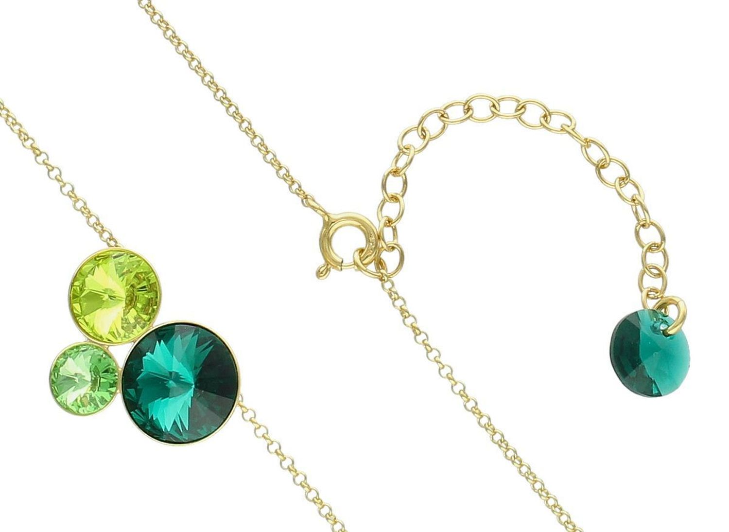 Naszyjnik pozłacany srebrny 925 NG11223EMCG z trzema kryształami Swarovski w kolorze zielonym.jpg