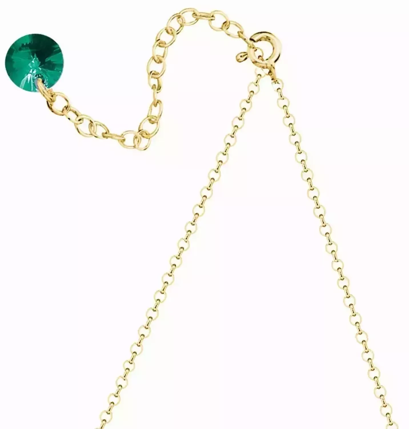Pozłacany naszyjnik damski ze srebra 925 z zielonym kryształem Swarovski. Zawieszka 1,1 cm, długość 38 + 7 cm, zapięcie na karabińczyk. Idealny na prezent – sprawdź!1.webp