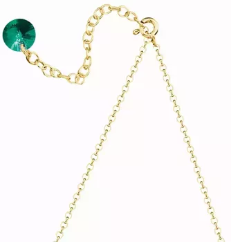 Pozłacany naszyjnik damski ze srebra 925 z zielonym kryształem Swarovski. Zawieszka 1,1 cm, długość 38 + 7 cm, zapięcie na karabińczyk. Idealny na prezent – sprawdź!2.webp