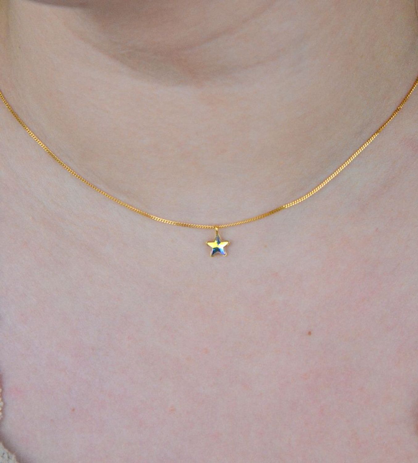 Srebrny naszyjnik  Pozłacana, opalizująca gwiazdka Swarovski Crystals 925 NG28165AB-S.jpeg