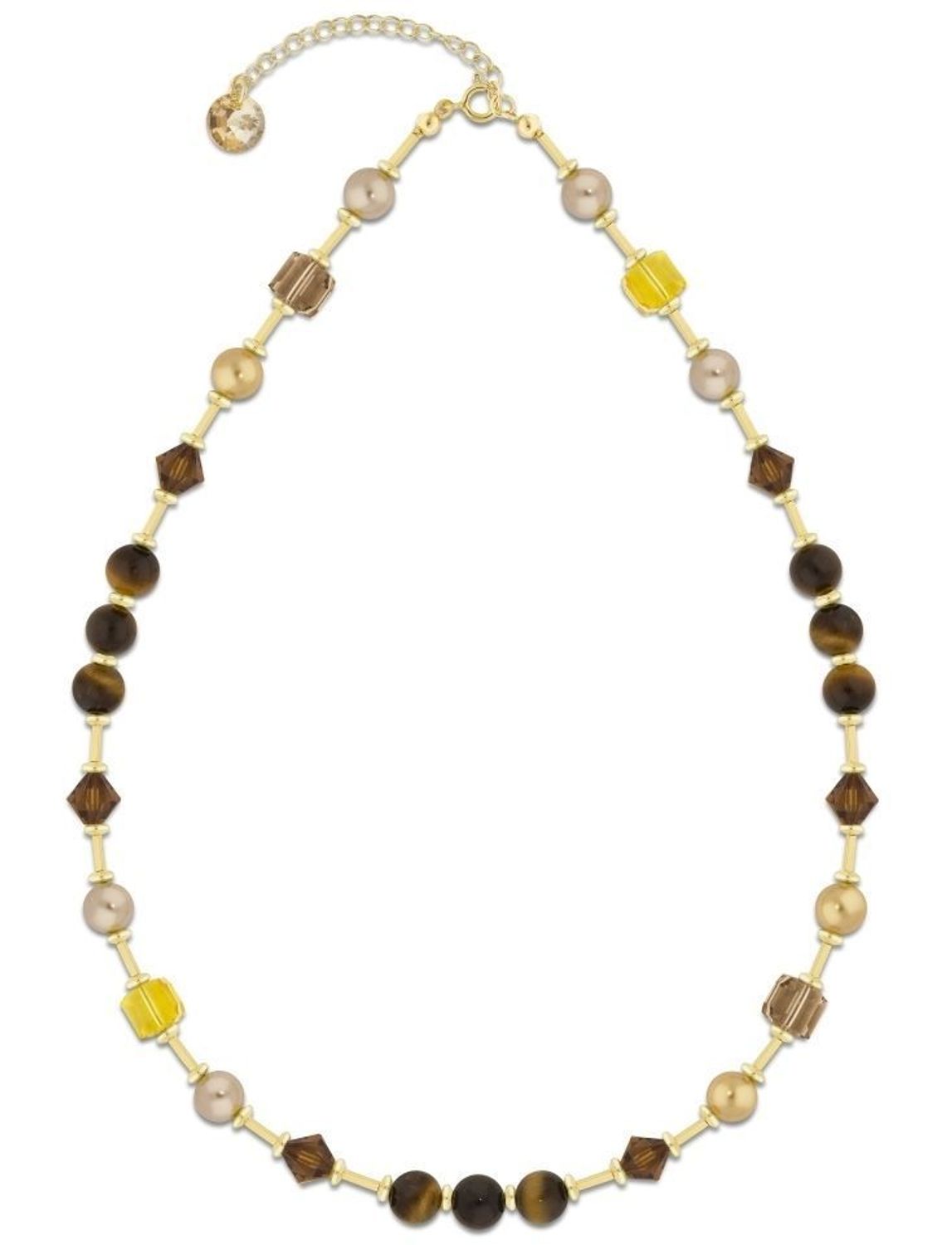 Naszyjnik damski pozłacany Swarovski z kryształkami, perłą i kamieniami naturalnymi NG56018TOLCT.jpg