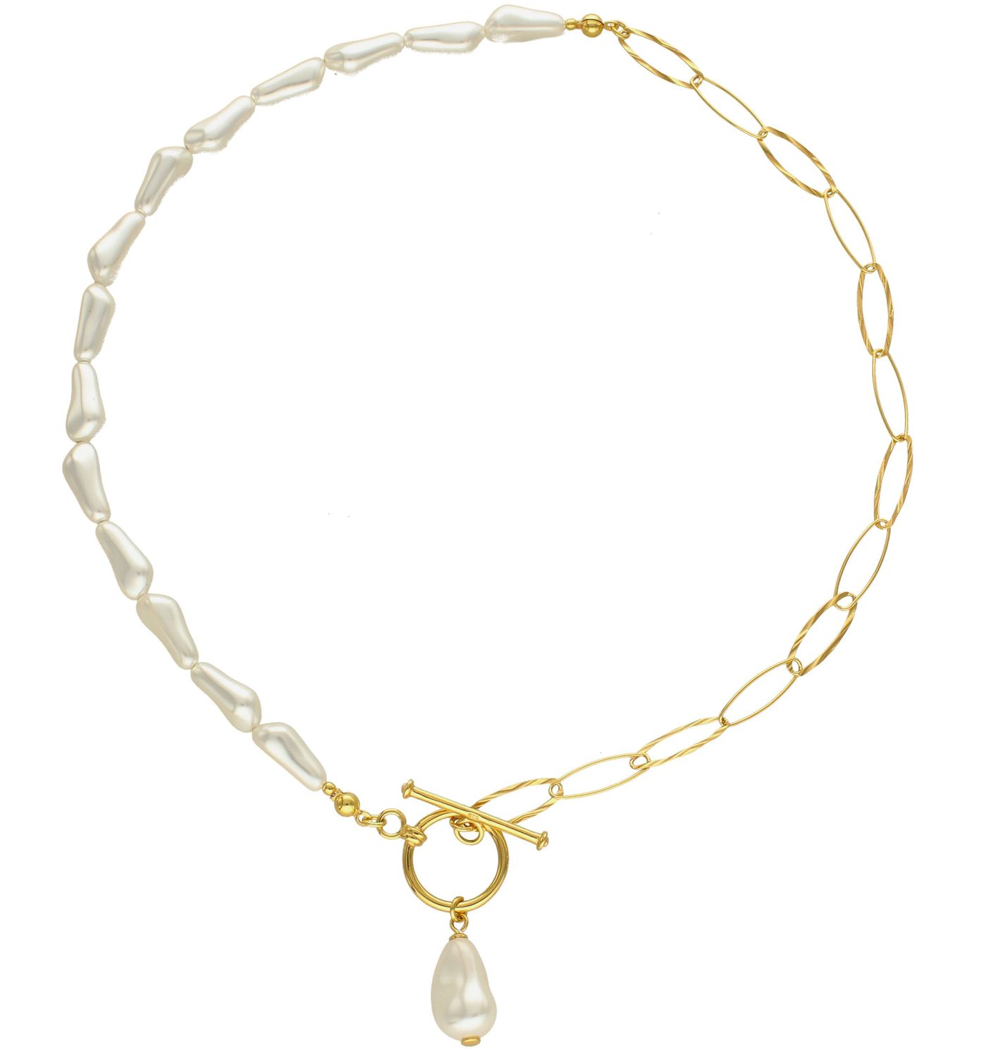 Naszyjnik Swarovski połączenie pereł ze złotem Modne zapięcie NG58435844W.jpg