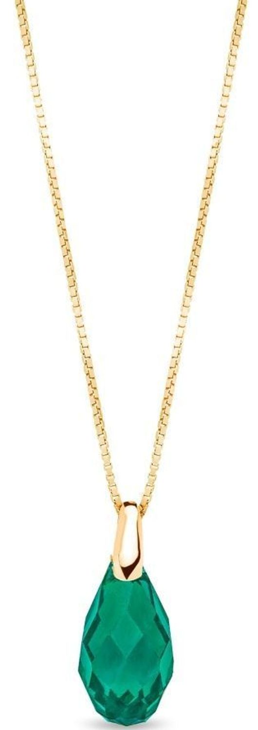 Elegancki naszyjnik Spark Briolette z pozłacanego srebra 925 ozdobiony kryształami w kolorze Majestic Green. Długość 45 + 5 cm. Zapakowany w stylowe pudełko – idealny na prezent!1.jpg