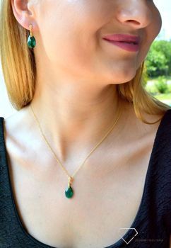 Naszyjnik damski pozłacany z kryształem w kolorze Emerald NG610616EM (2).JPG