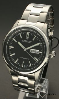 Zegarek męski Citizen Automatic NH8400-87EE. Męski klasyczny zegarek na bransolecie. Zegarek męski na bransolecie z automatycznym mechanizmem. Zegarek męski Citizen z czarną tarczą. Męski zegarek elegancki idealny na prezent (3).jpg