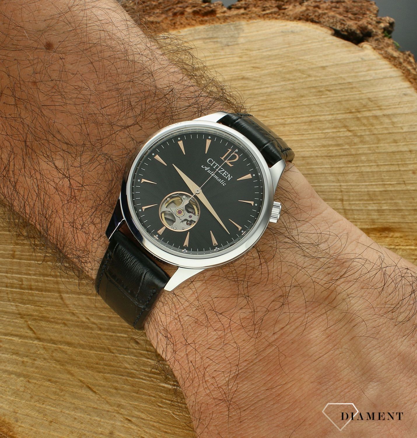 Zegarek męski Citizen Elegance Mechanical Open Heart NH9131-14E. Zegarek na pasku. Zegarek męski automatyczny. Zegarek męski Citizen. Męski zegarek Citizen z otwartym mechanizmem. Męski automatyczny Citizen na prezent (2).jpg