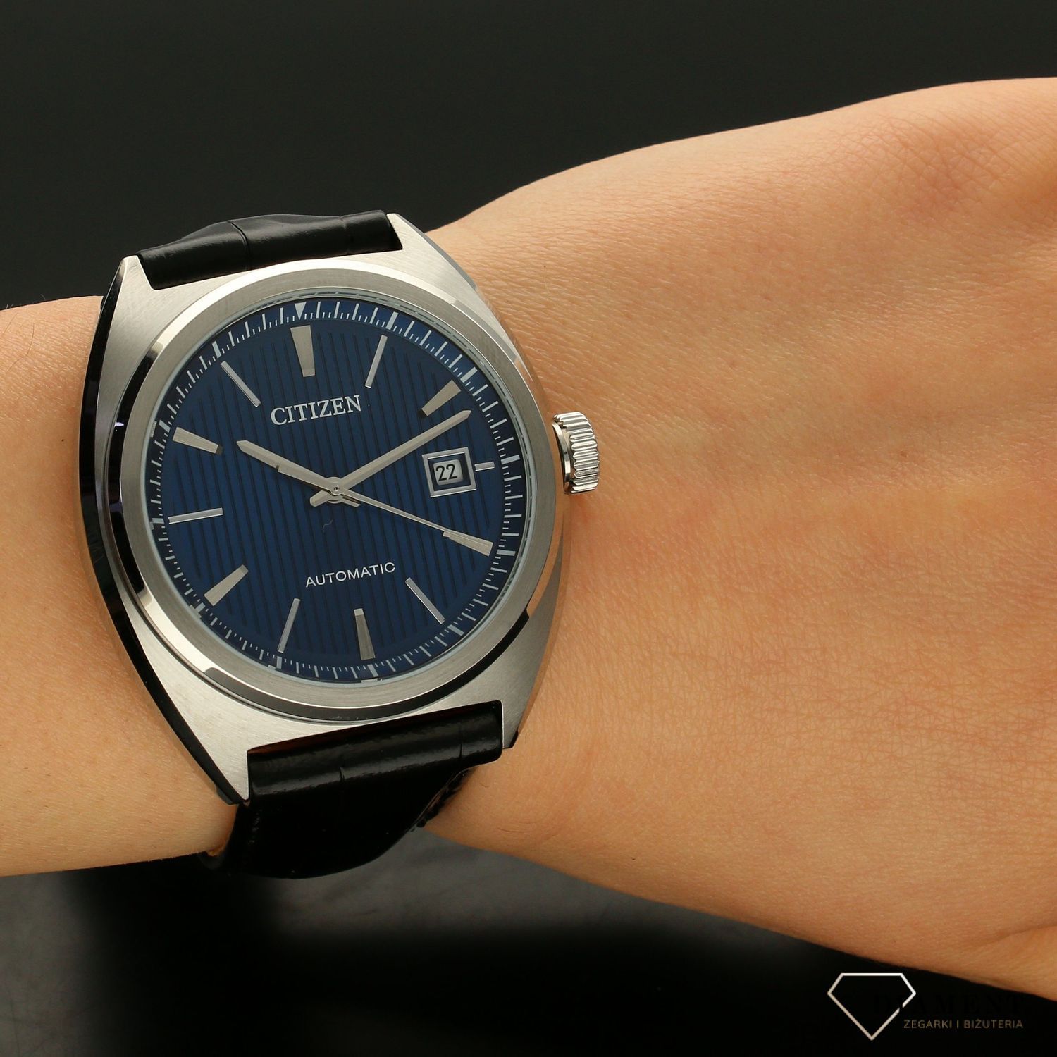 Zegarek męski CITIZEN NJ0100-46L na skórzanym, czarnym pasku Automatic NJ0100-46L.xs.jpg