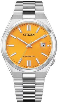 Zegarek męski Citizen Tsuyosa Yellow Automatic Classic Sapphire NJ0150-81Z. Męski zegarek automatyczny. Zegarek męski automatyczny na bransolecie. Męski zegarek z pomarańczową tarczą. Zegarek męski Citizen z datownikiem. Zegarek męski automatyc.jpg