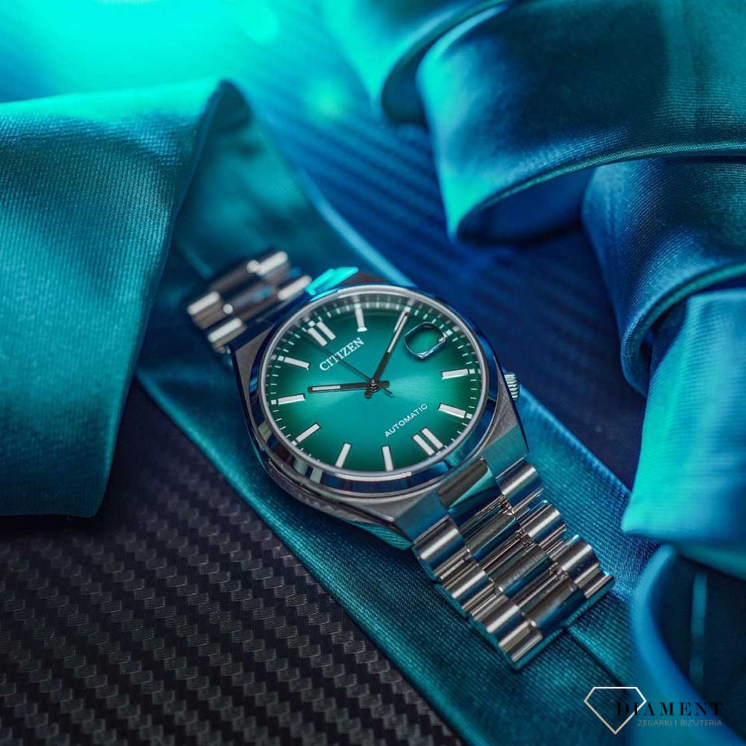 Zegarek męski Citizen Tsuyosa Blue Gradient Automatic Classic Sapphire NJ0151-88X. Męski zegarek automatyczny. Zegarek męski automatyczny na bransolecie. Męski zegarek z tarczą w kolorze Tiffany Blue. Zegarek męski z niebieską tarczą..jpg